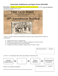 Study Guide Articles of Confederation