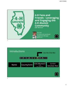 4-H Fans and Friends Leveraging and Engaging the 4-H Alumni Community Presentation 10.17.20