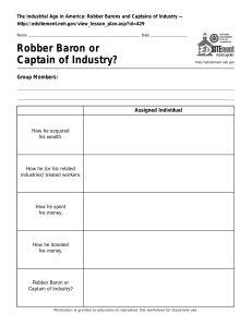 The Industrial Age in America Robber Barons and Captains of Industry Worksheet