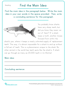 find-main-idea-shark