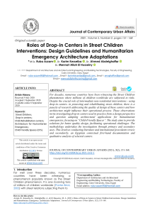 Roles of Drop-in Centers in Street Children  Interventions: Design Guidelines and Humanitarian  Emergency Architecture Adaptations