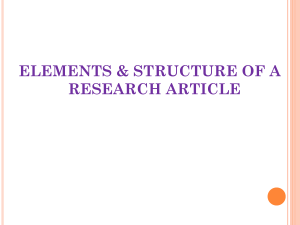 PeJARD Elements and structure of a research article