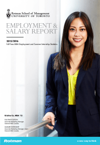 Rotman Full-Time Employment and Salary Report 2015-2016