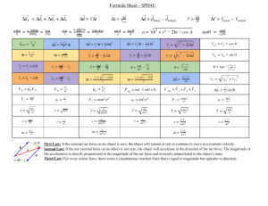 Physics 12 Chapter 1 Formula Sheet
