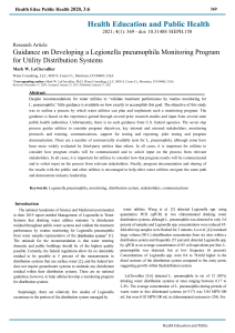 HEPH-158 - 2021 - Guidance on Developing a Legionella pneumophila monitioring program