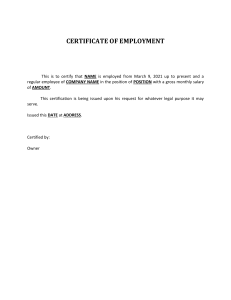 CERTIFICATE OF EMPLOYMENT