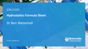 hydrostatics formula sheet