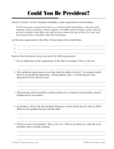 Could you be president US government worksheet
