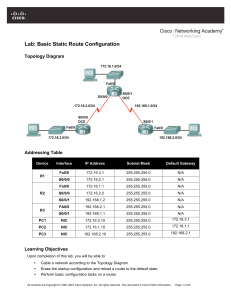 Lab 8 - Basic Static Route Configuration