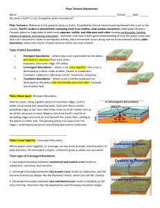 Plate Tectonic Movements WS
