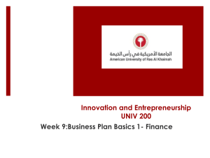Week 10 Business Plan Finance