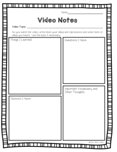 Video Note Taking Sheet