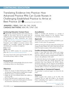 AORN Journal - 2017 - Fencl - Translating Evidence Into Practice  How Advanced Practice RNs Can Guide Nurses in Challenging-2