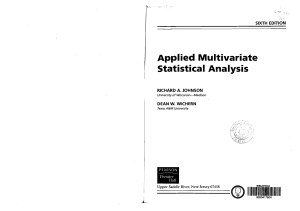 Applied Multivariate Statistical Analysis by Johnson and Wichern
