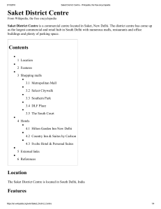 Saket District Centre - Wikipedia, the free encyclopedia
