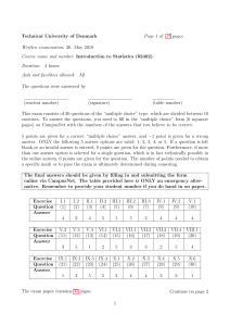 DTU Introduction to Statistics (02402) Exam 2019