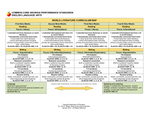 CCGPS ELA WorldLiterature CurriculumMap