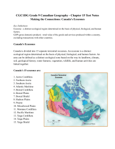 CGC1DG Grade 9 Canadian Geography - Chapter 15 Test Notes