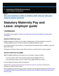 Print Statutory Maternity Pay and Leave  employer guide - GOV.UK