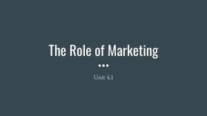 The Role of Marketing