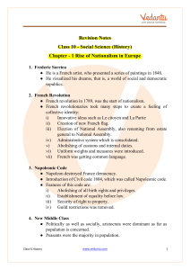 CBSE Class 10 History Chapter 1 Notes - The Rise of Nationalism in Europe