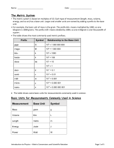 Converting metric values and scientific notation gr. 11 version worksheet by MF