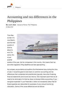 Accounting and tax differences in the Philippines