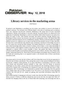 Library services in the marketing arena