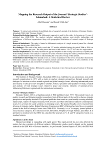 Mapping the Research Output of the Journal Strategic Studies: A flagship Journal of ISSI