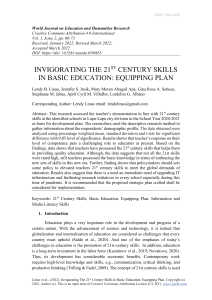 Invigorating the 21st Century Skills in Basic Education: Equipping Plan