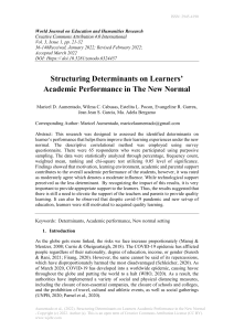 Structuring determinants on Learners' Academic Performance in the New Normal