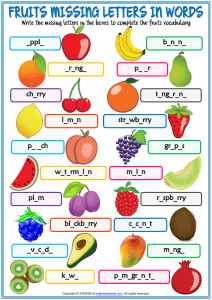 fruits missing letters k1