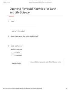 Quarter 2 Remedial Activities for Earth and Life Science - Google Forms