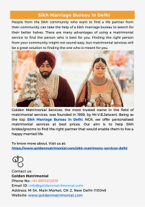 Sikh Marriage Bureau in Delhi