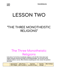 Monotheistic Religions