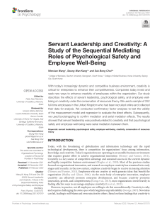 (2022) Wang et al. Servant Leadership and Creativity. A Study of the Sequential Mediating Roles of Psychological Safety and Employee Well-Being.