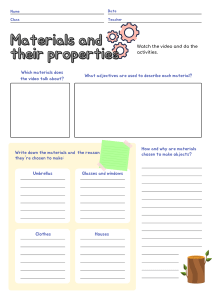 Materials and their properties worksheet