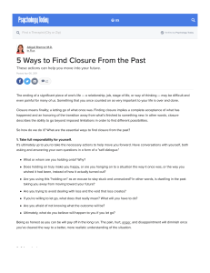 5 Ways to Find Closure From the Past | Psychology Today