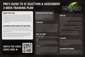 UF PRO SF Selection and Assessement Workout plan