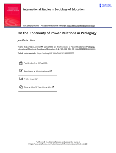 On the Continuity of Power Relations in Pedagogy