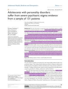 Research Source on Adolescents with Borderline Personality Disorder