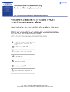 I ve heard that brand before the role of music recognition on consumer choice
