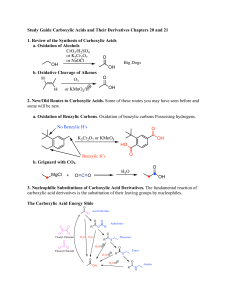 Reaction Summary Carboxylic Acid Derivatives Exam 2