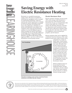Saving energy with, electric resistance heating