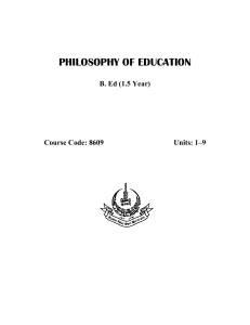 PHILOSOPHY OF EDUCATION
