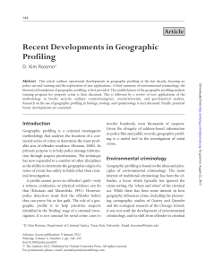 Recent Developments in Geographic Profiling (Rossmo 2012)