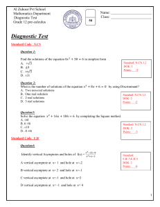 Diagnostic Test Grade 12 Pre-calculus
