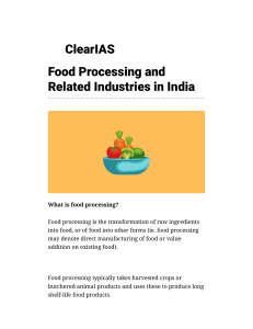 Food Processing and Related Industries in India - Clear IAS
