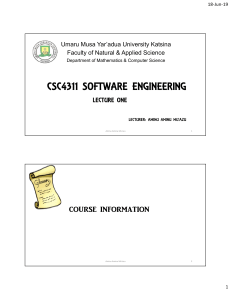CSC4311 LECTURE ONE (Software engineering)