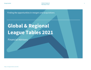 Global and Regional MA League Tables 2021  Financial Advisors